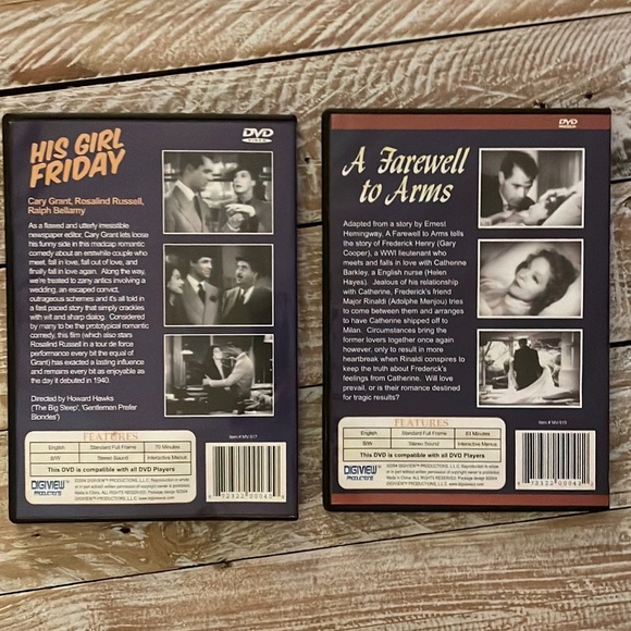 2 Classic DVDs 📀 $10 His Girl Friday & A Farewell to Arms - Picture 2 of 9